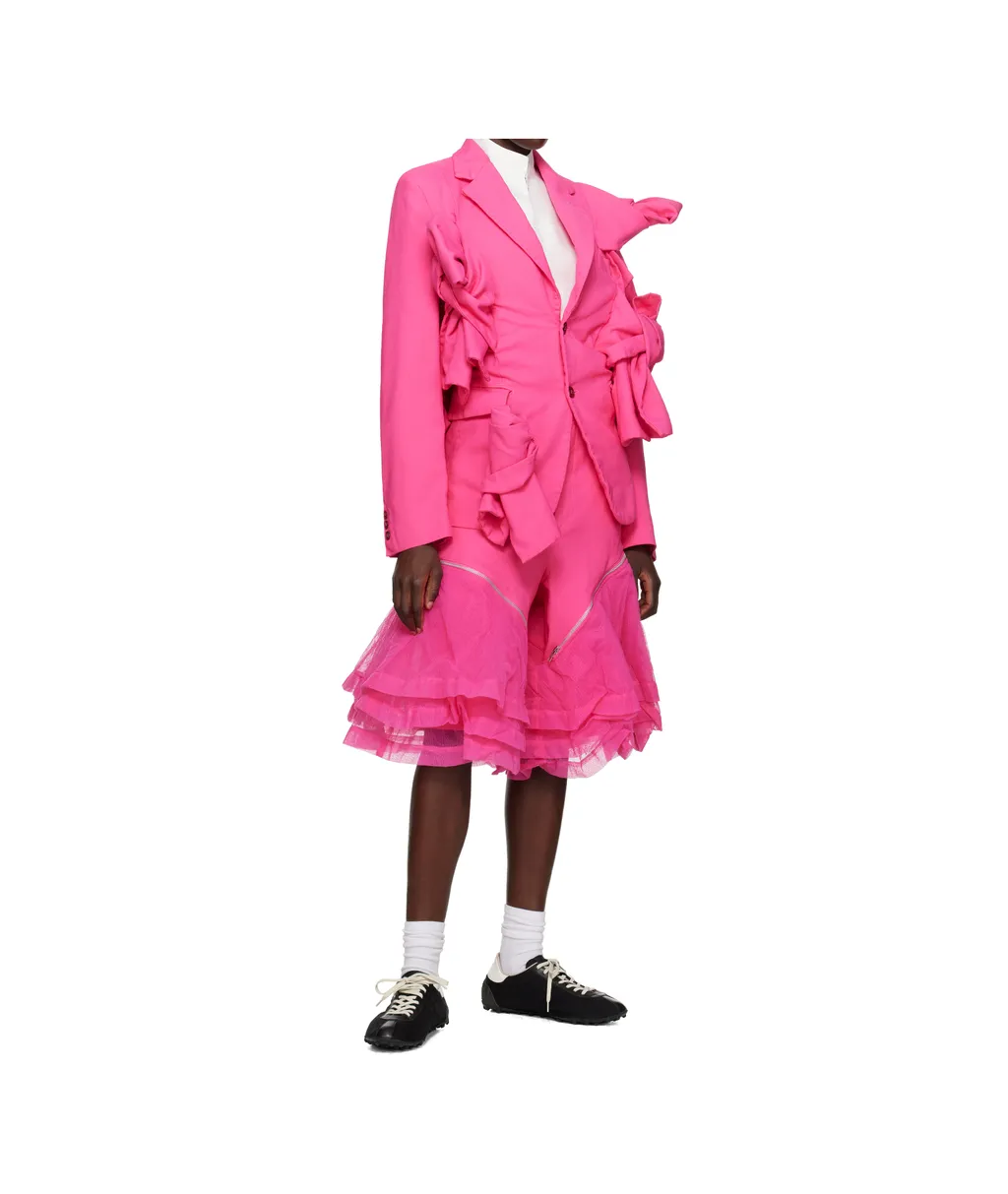 Long-Sleeved Suit Jacket With Lapel And Floral Details