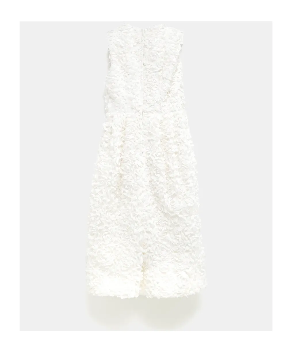 Floral-Appliqué Midi Dress