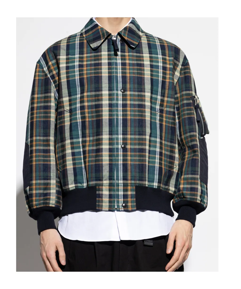 Checked Bomber Jacket