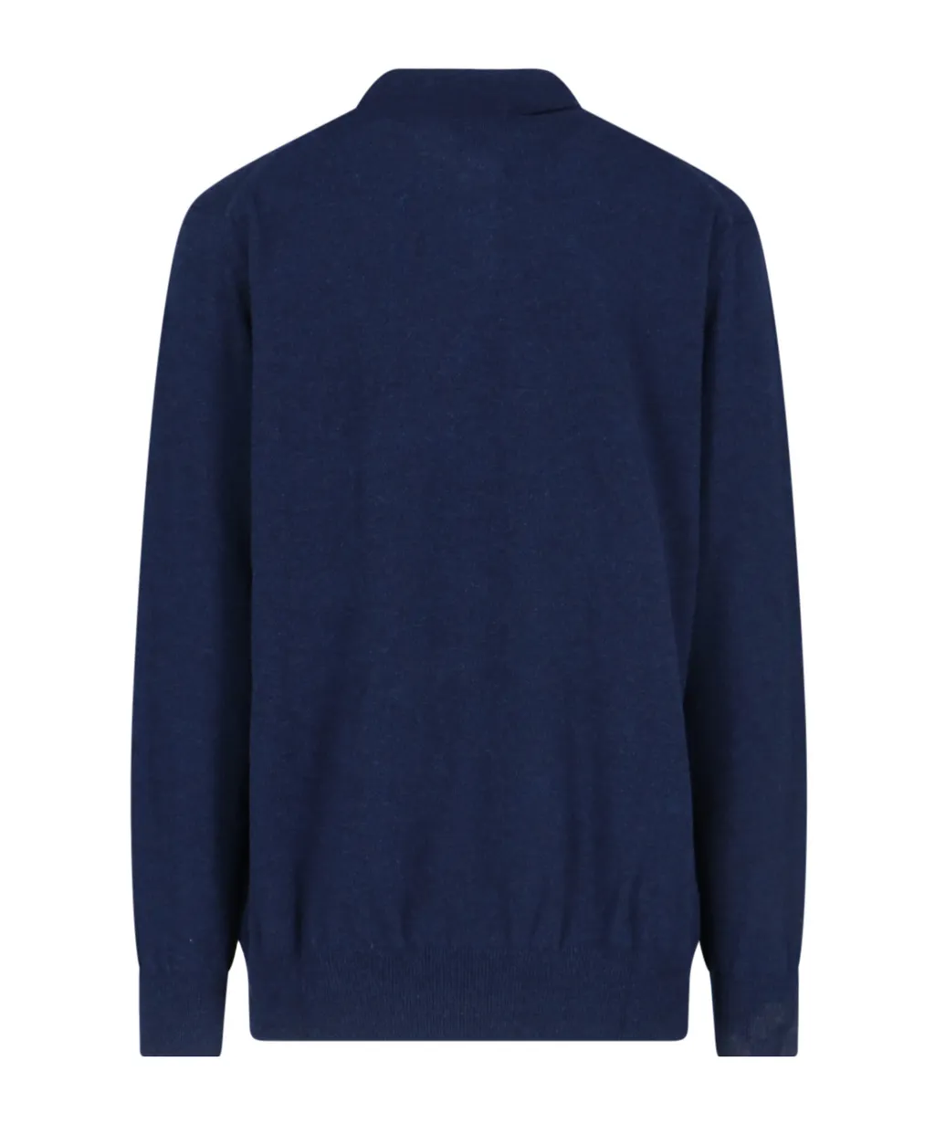 Long-Sleeved Knitted Polo Shirt