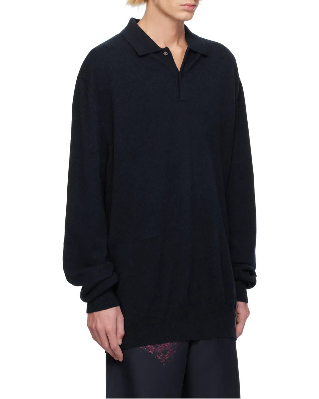 Long-Sleeved Knitted Polo Shirt