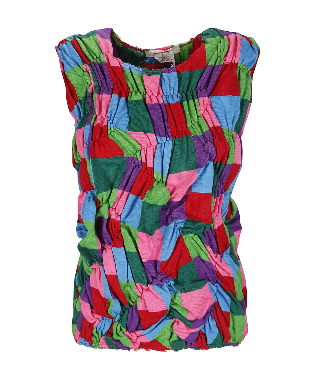 Panelled Ruched Knitted Top