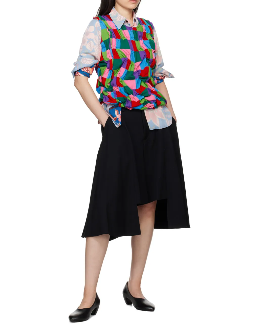 Panelled Ruched Knitted Top