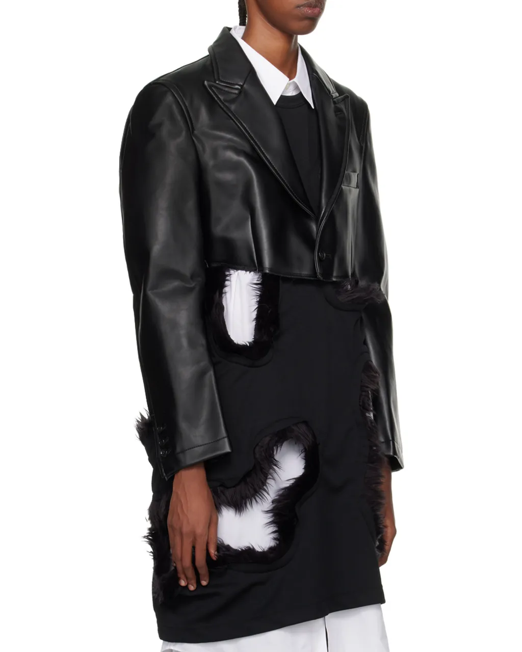 Leather Jacket With Rimmed Collar