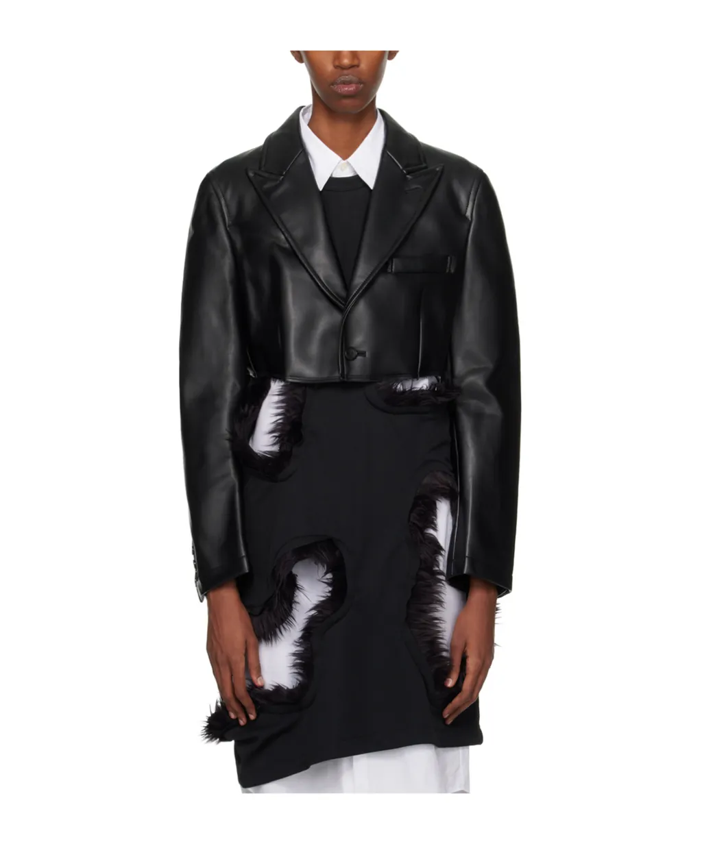 Leather Jacket With Rimmed Collar