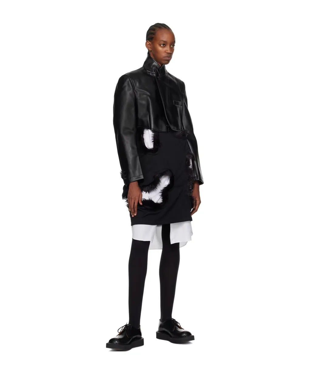 Leather Jacket With Rimmed Collar