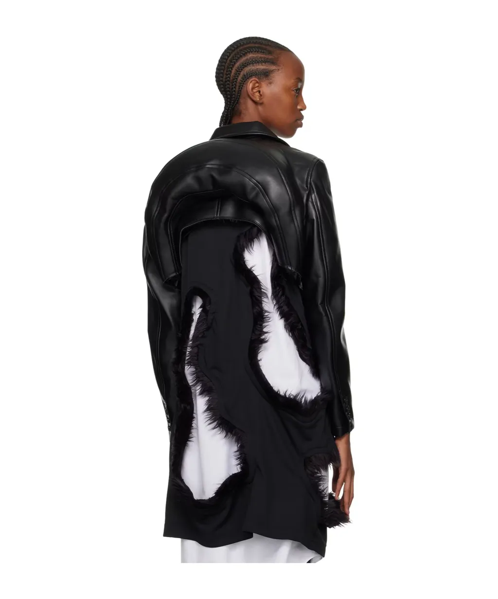 Leather Jacket With Rimmed Collar