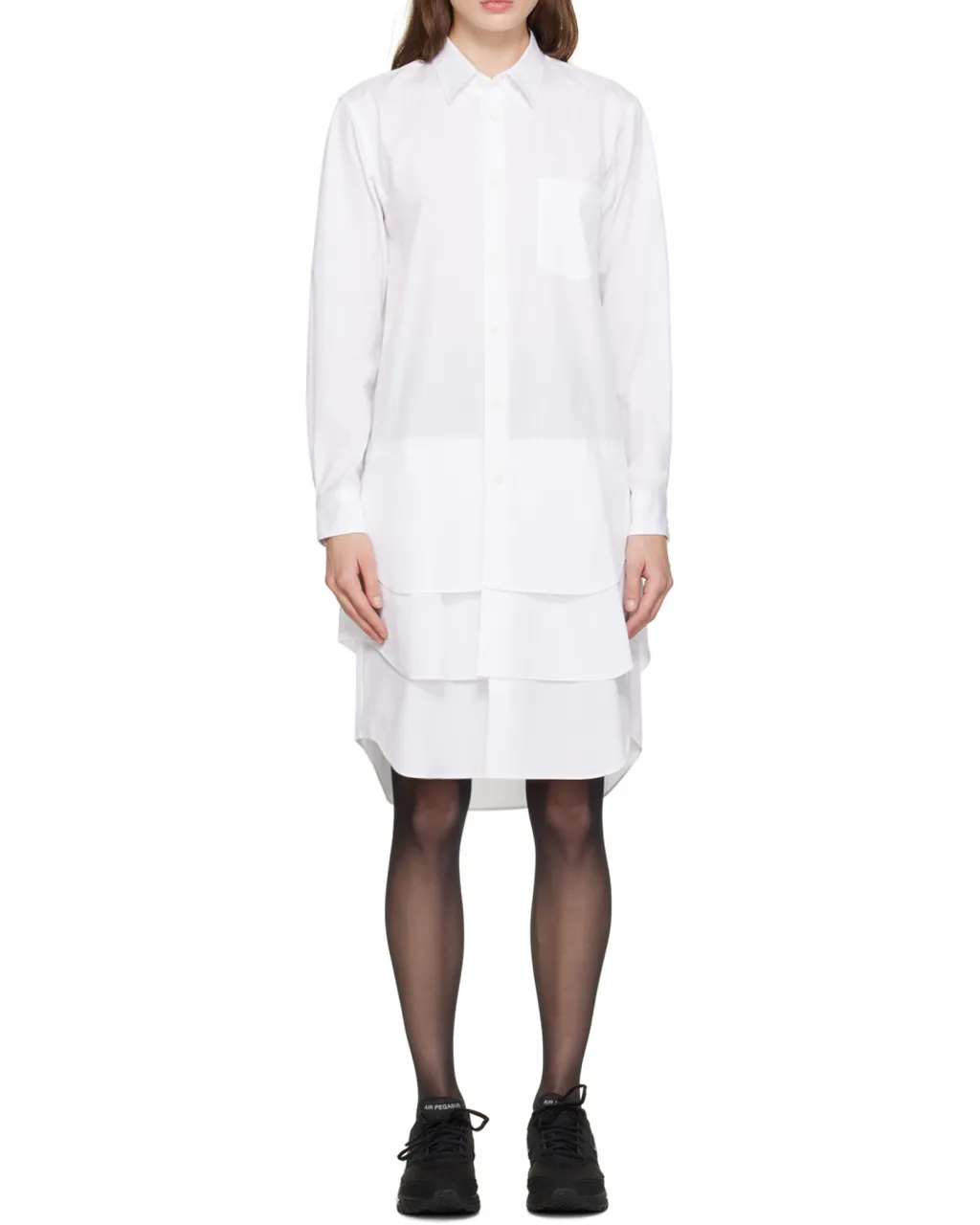 Layered-Effect Cotton Shirtdress