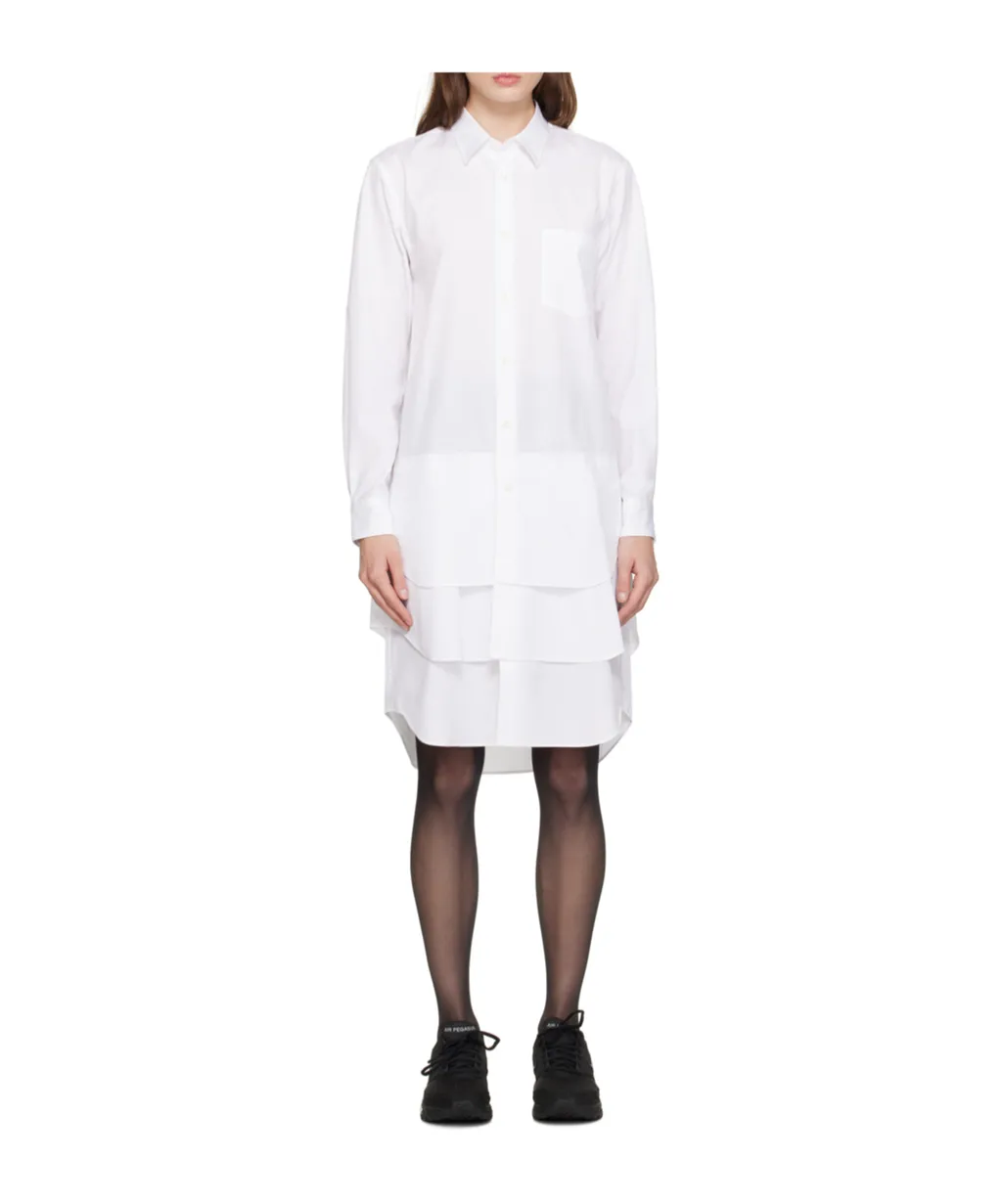 Layered-Effect Cotton Shirtdress