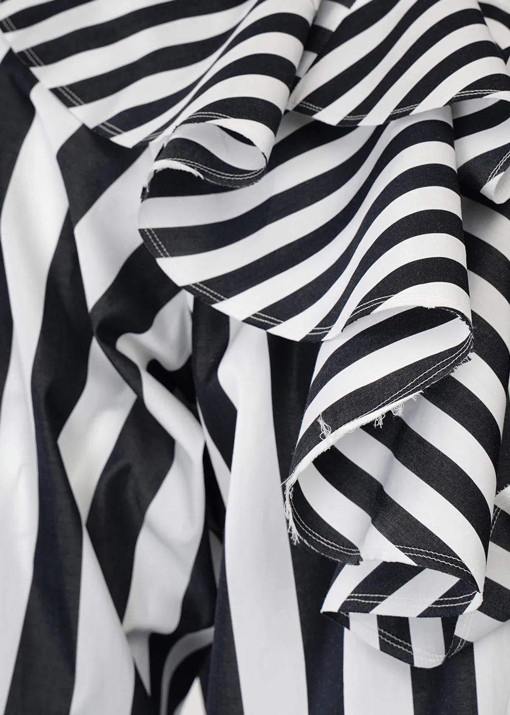 Striped Shirt With Lotus Leaf Edge