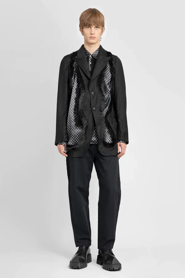 Single-Breasted Blazer With Faux Fur Embellishment