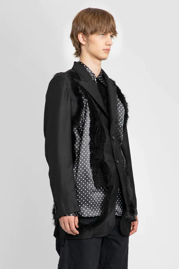 Single-Breasted Blazer With Faux Fur Embellishment