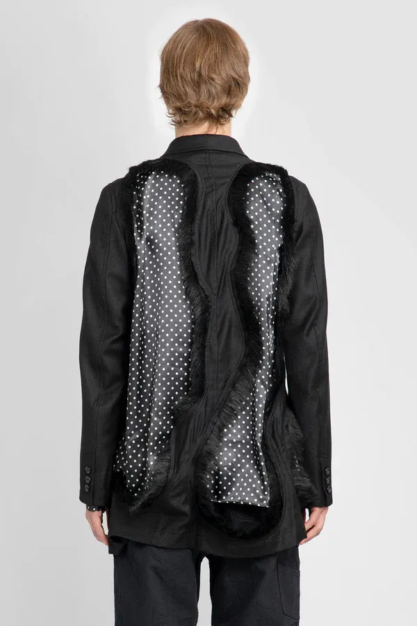 Single-Breasted Blazer With Faux Fur Embellishment