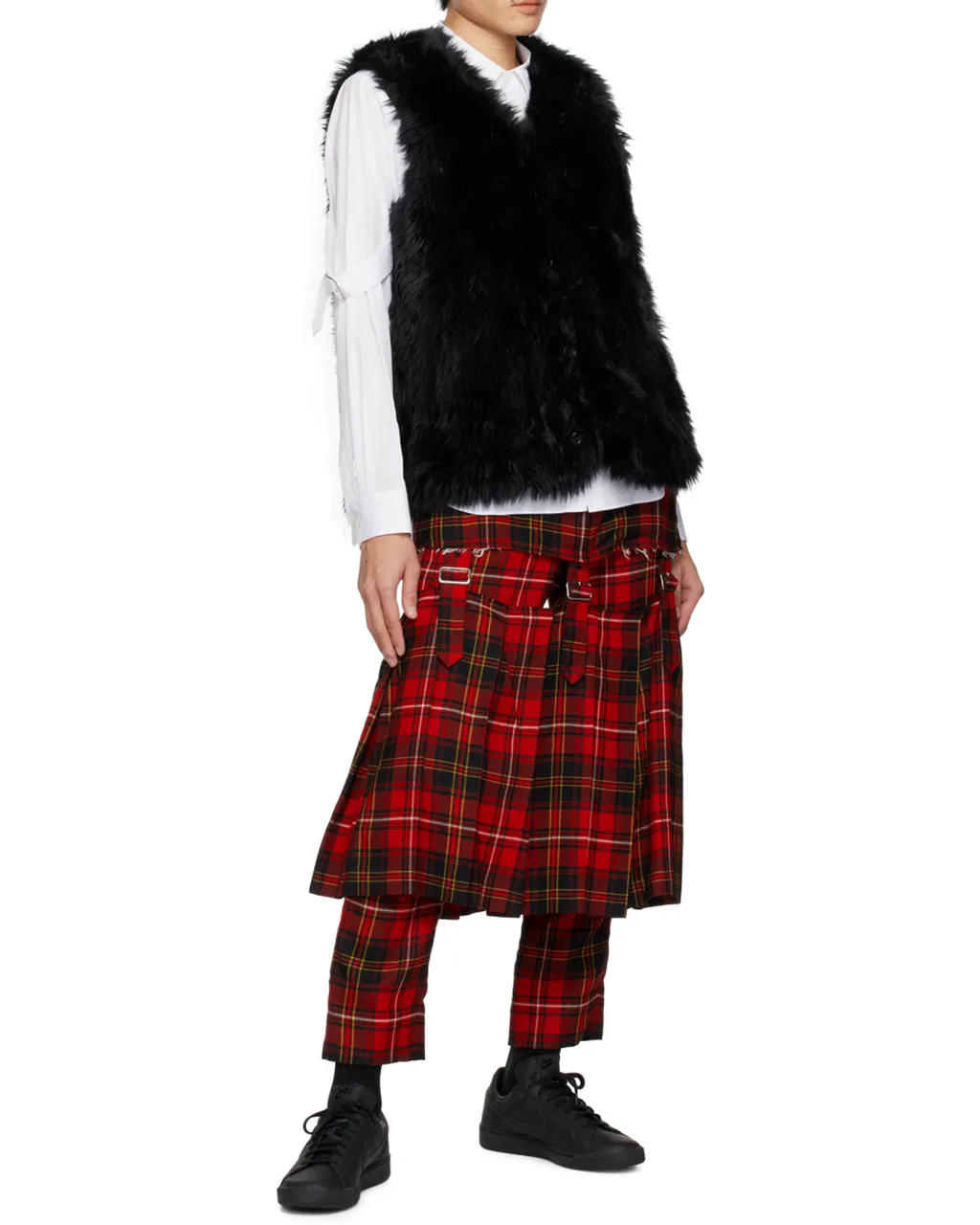 Wool Hollowed-Out Medium Length Skirt
