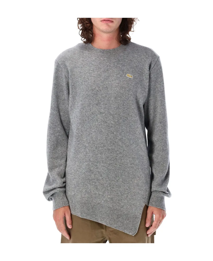 Round Collar Long Sleeve Irregular Hem Sweater