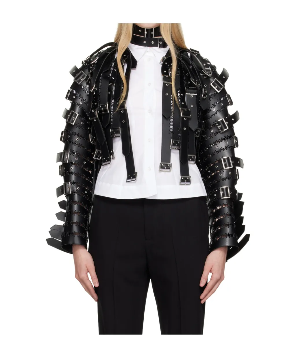 Long-Sleeved Leather Jacket