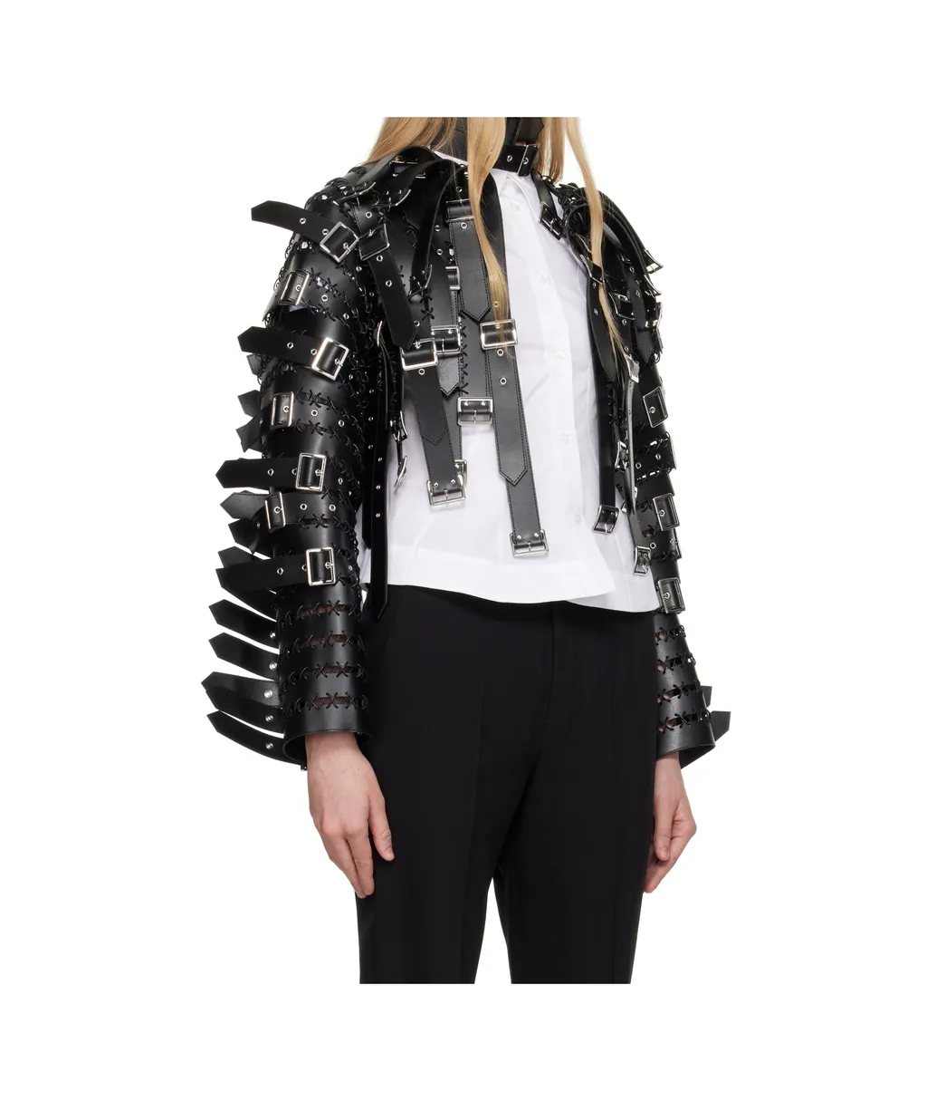 Long-Sleeved Leather Jacket