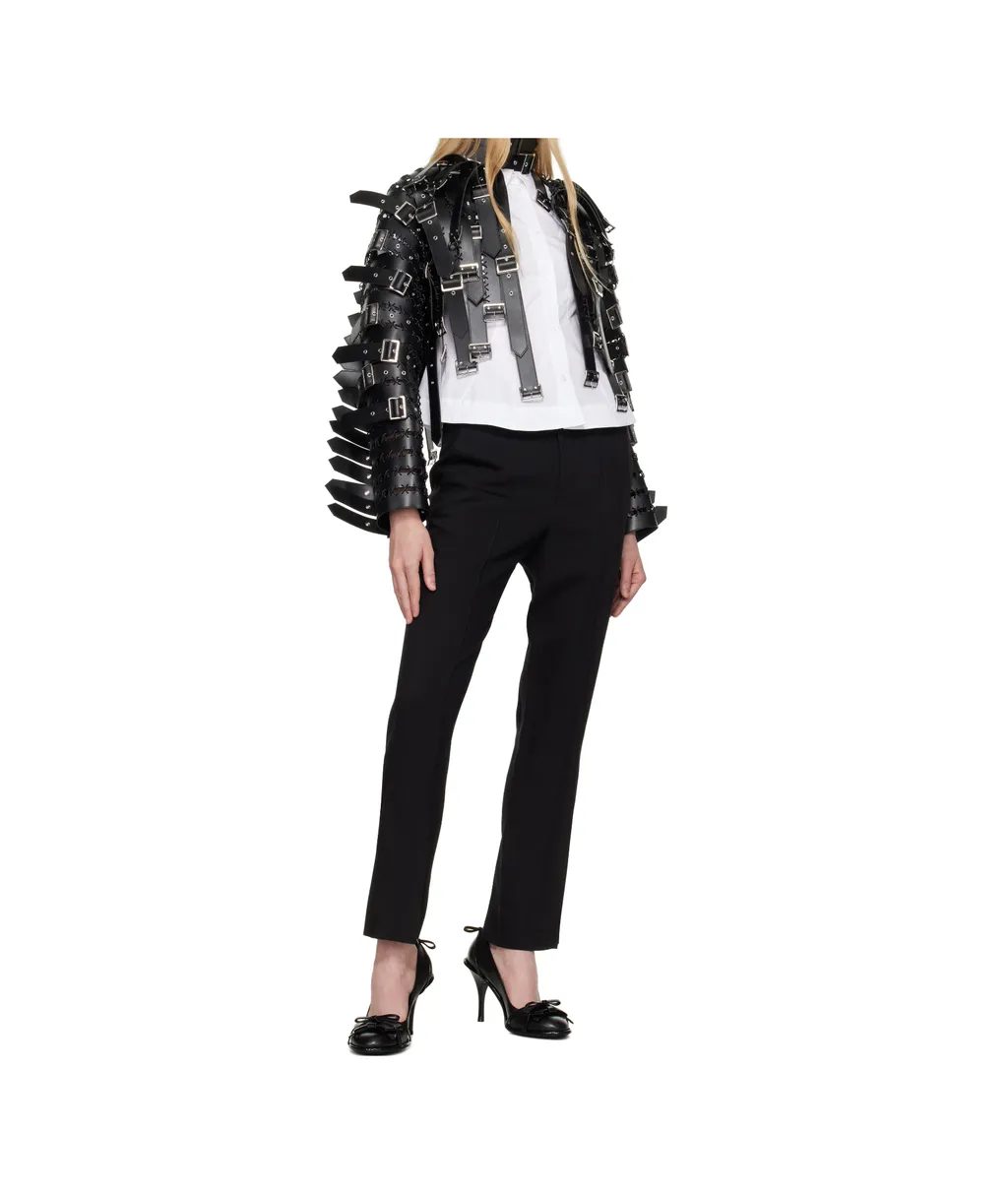 Long-Sleeved Leather Jacket