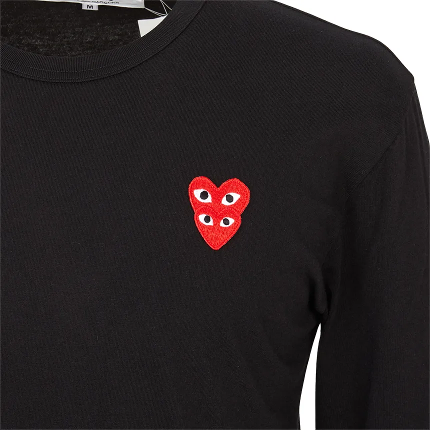 Double Heart Patch Crewneck T-Shirt