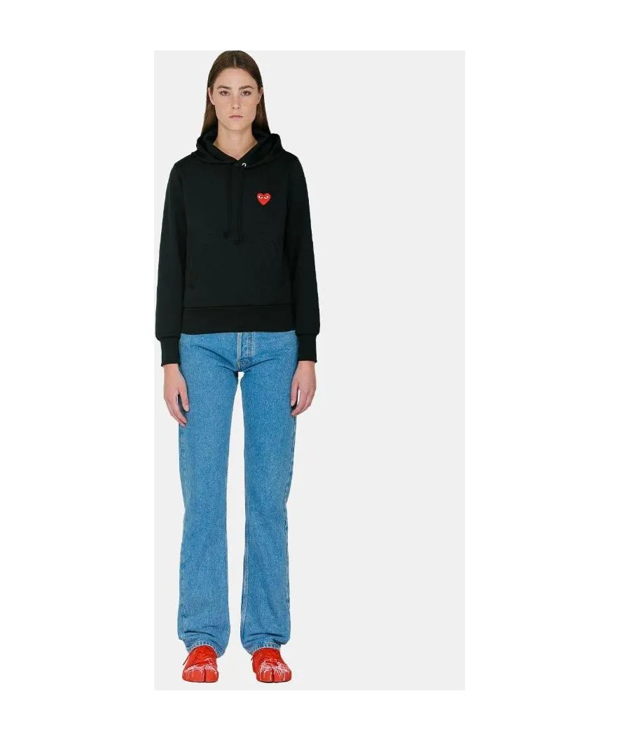 Black Red Heart Patch Hoodie