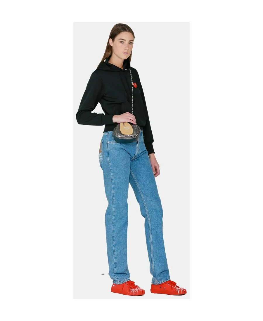 Black Red Heart Patch Hoodie