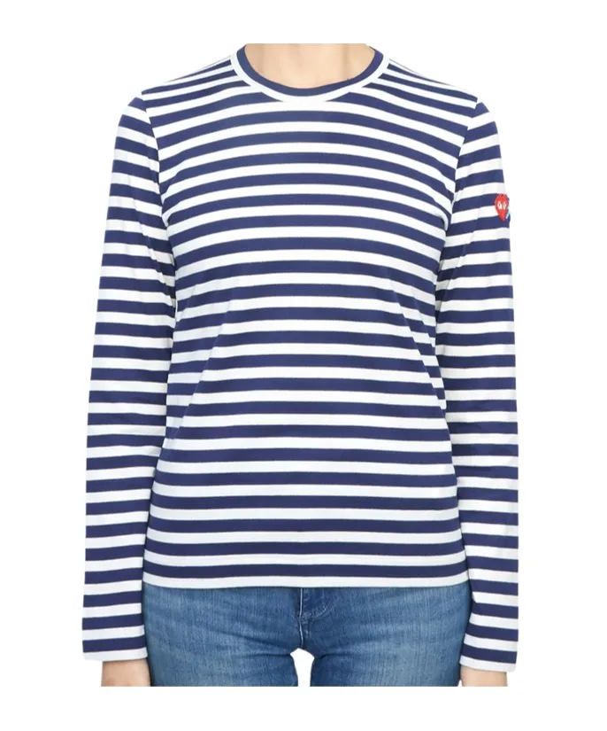 Pixelated-Heart Striped Top