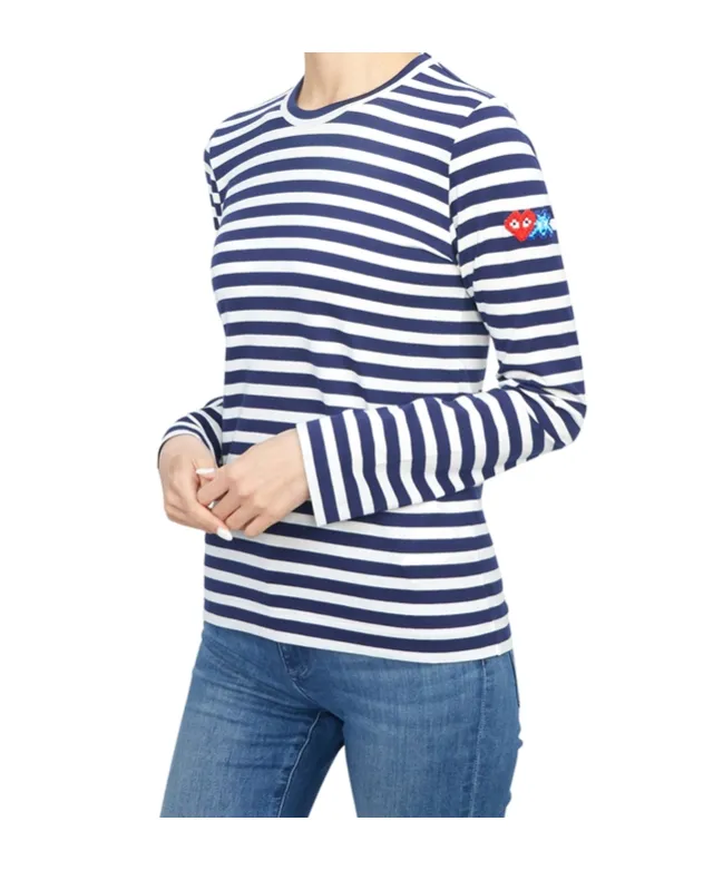 Pixelated-Heart Striped Top