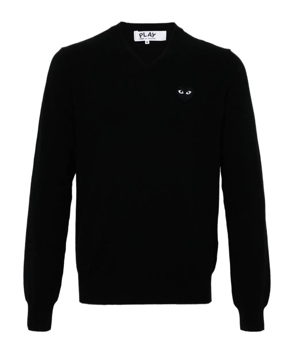 Heart Patch V-Neck Jumper