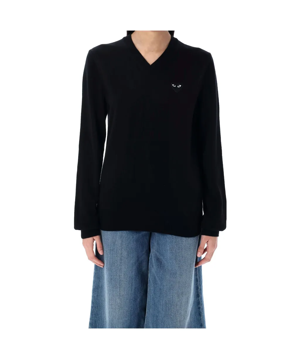 Heart Patch V-Neck Jumper