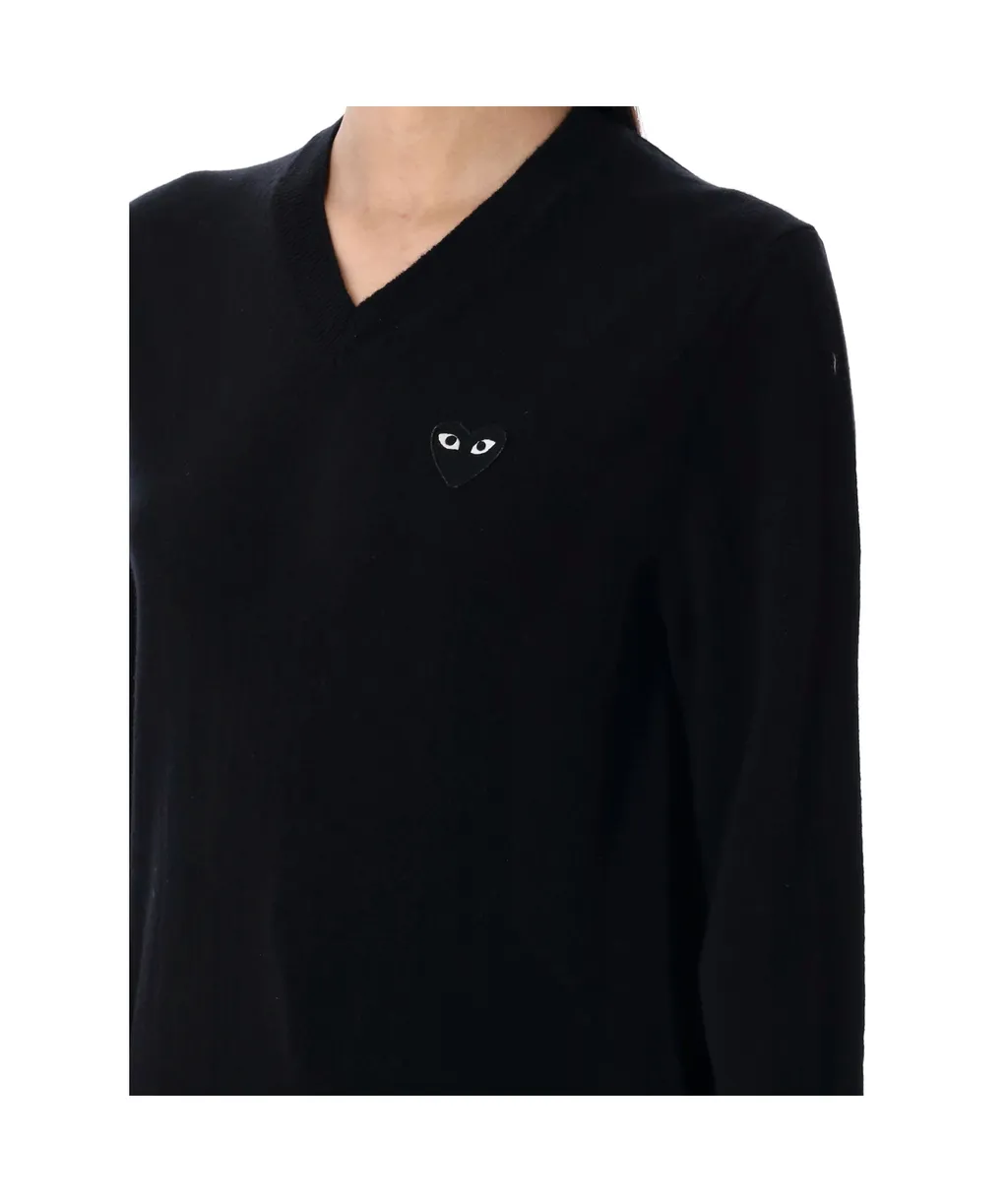 Heart Patch V-Neck Jumper