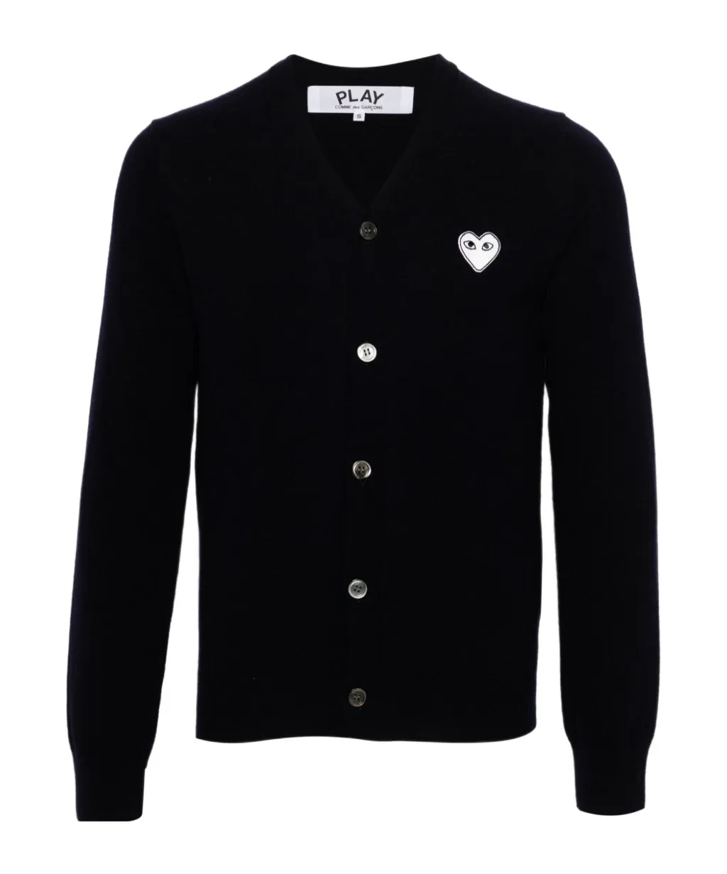 Heart-Patch Wool Cardigan