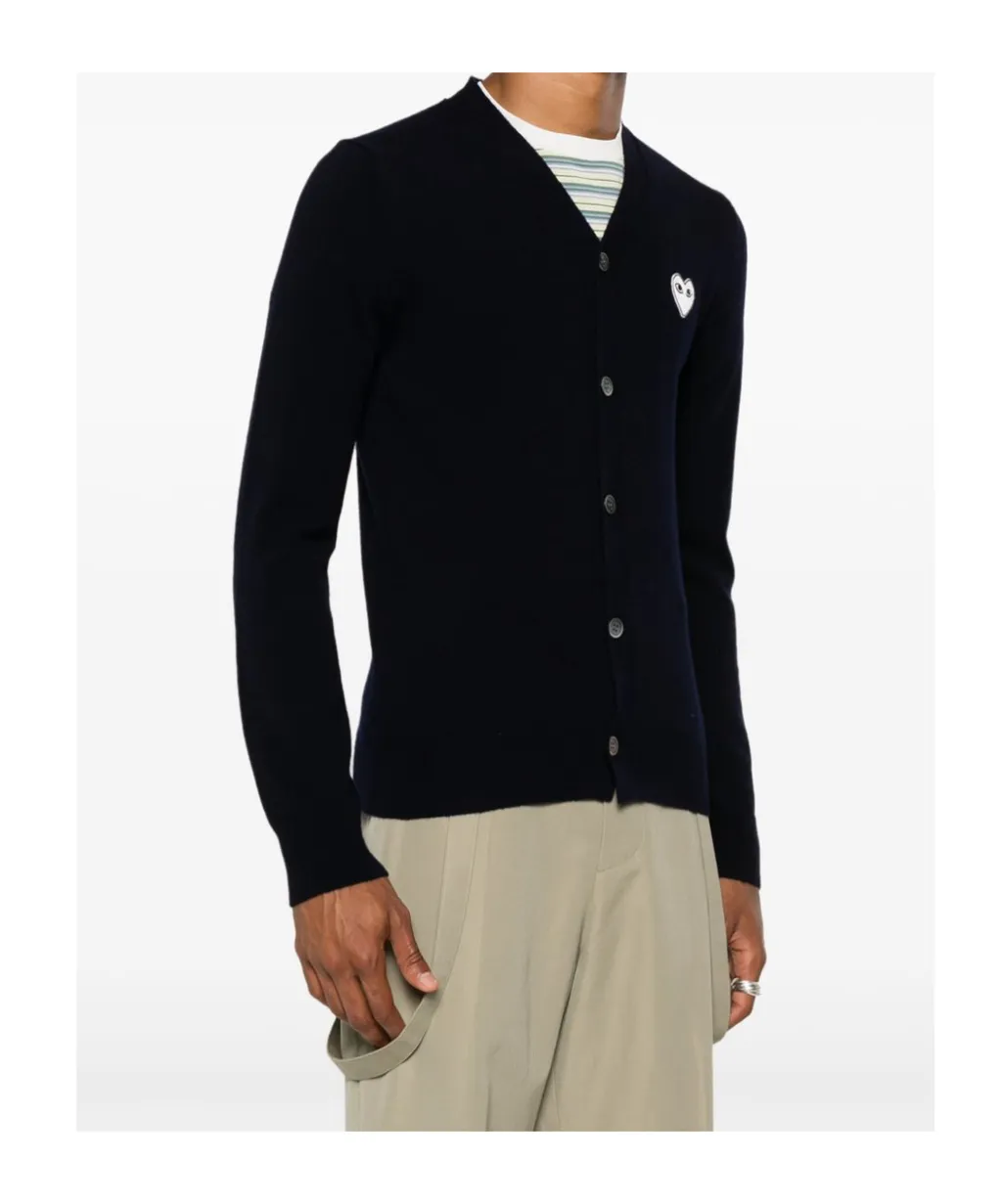 Heart-Patch Wool Cardigan