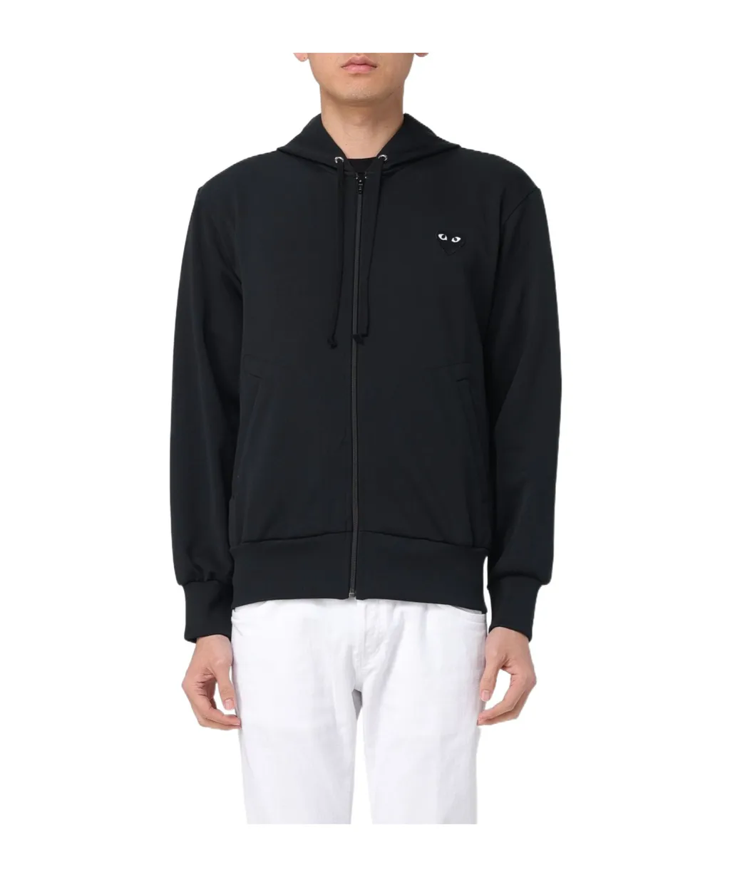 Comme des Garçons Play Logo Embroidered Zipped Hoodie