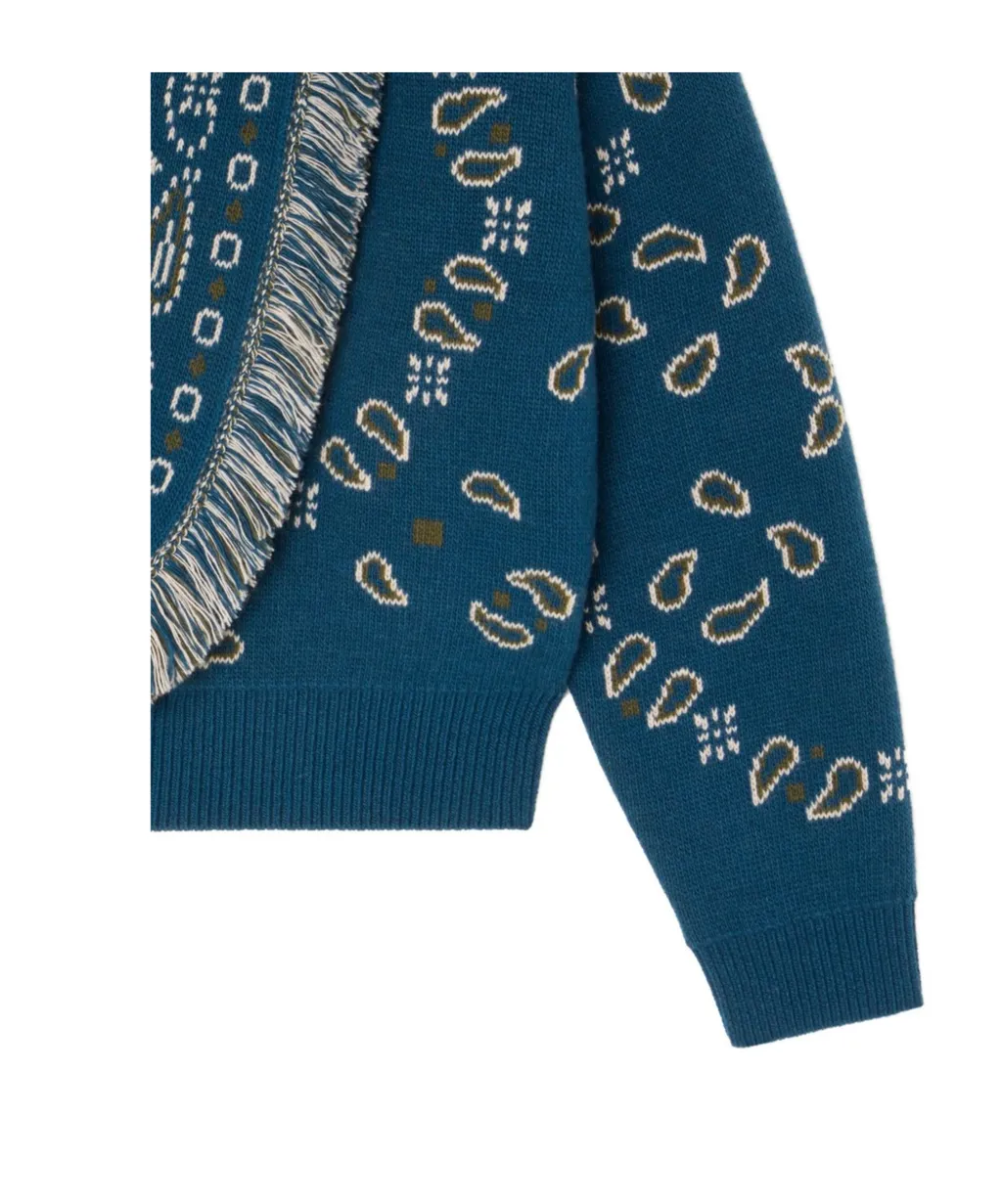 Paisley Jacquard Fringed Cardigan