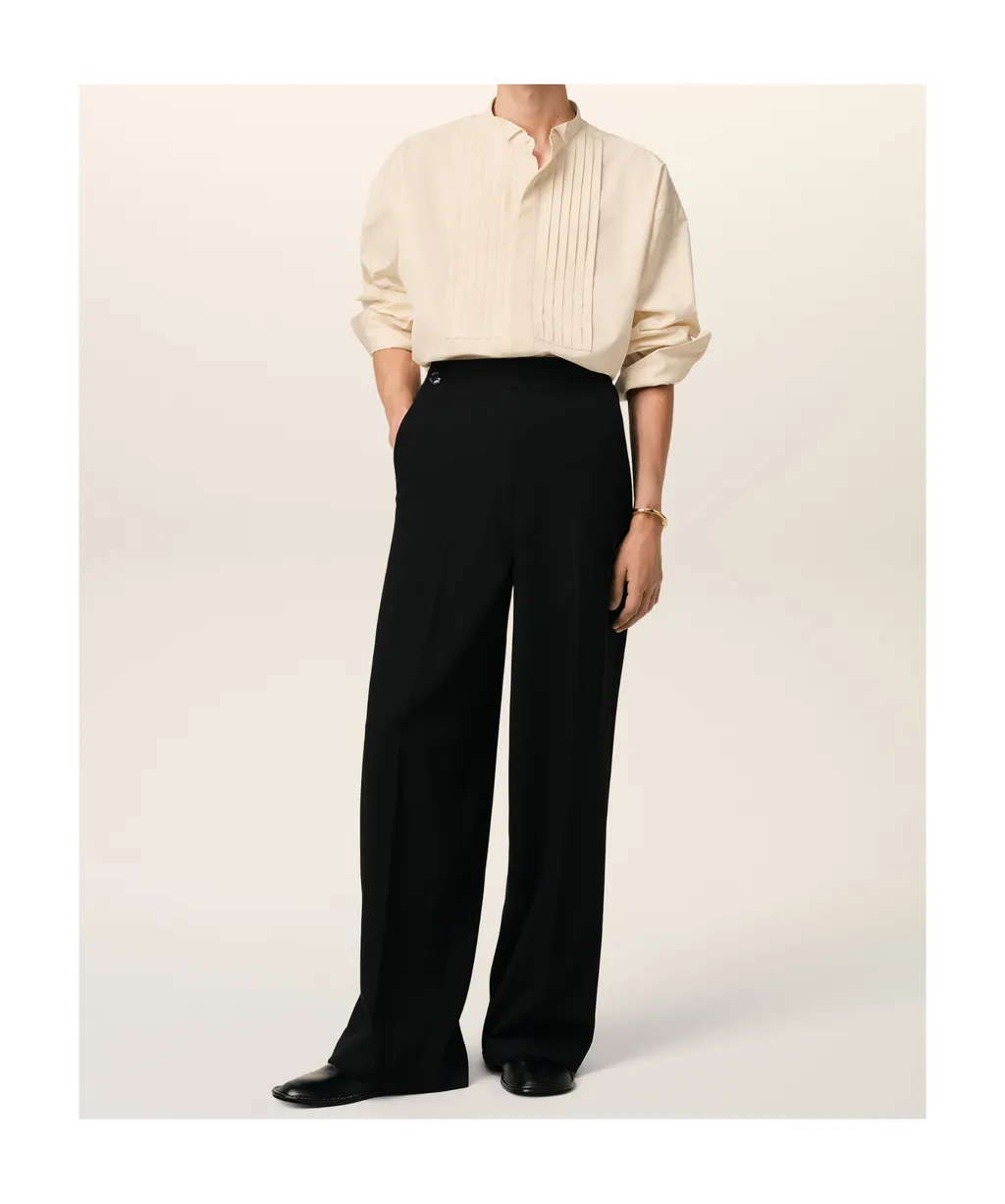 Pleated Long-Sleeved Shirt