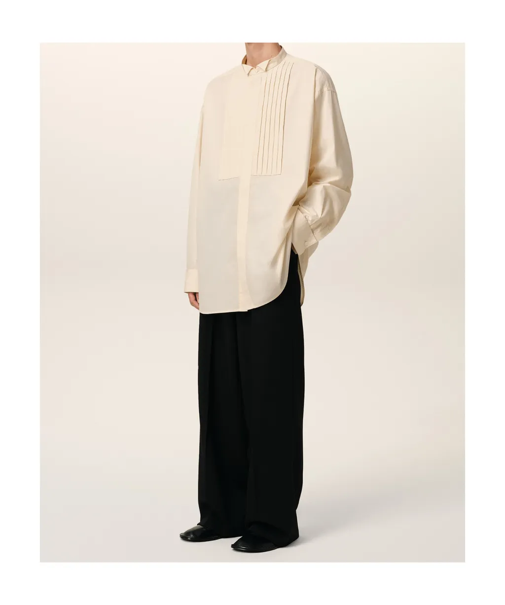 Pleated Long-Sleeved Shirt