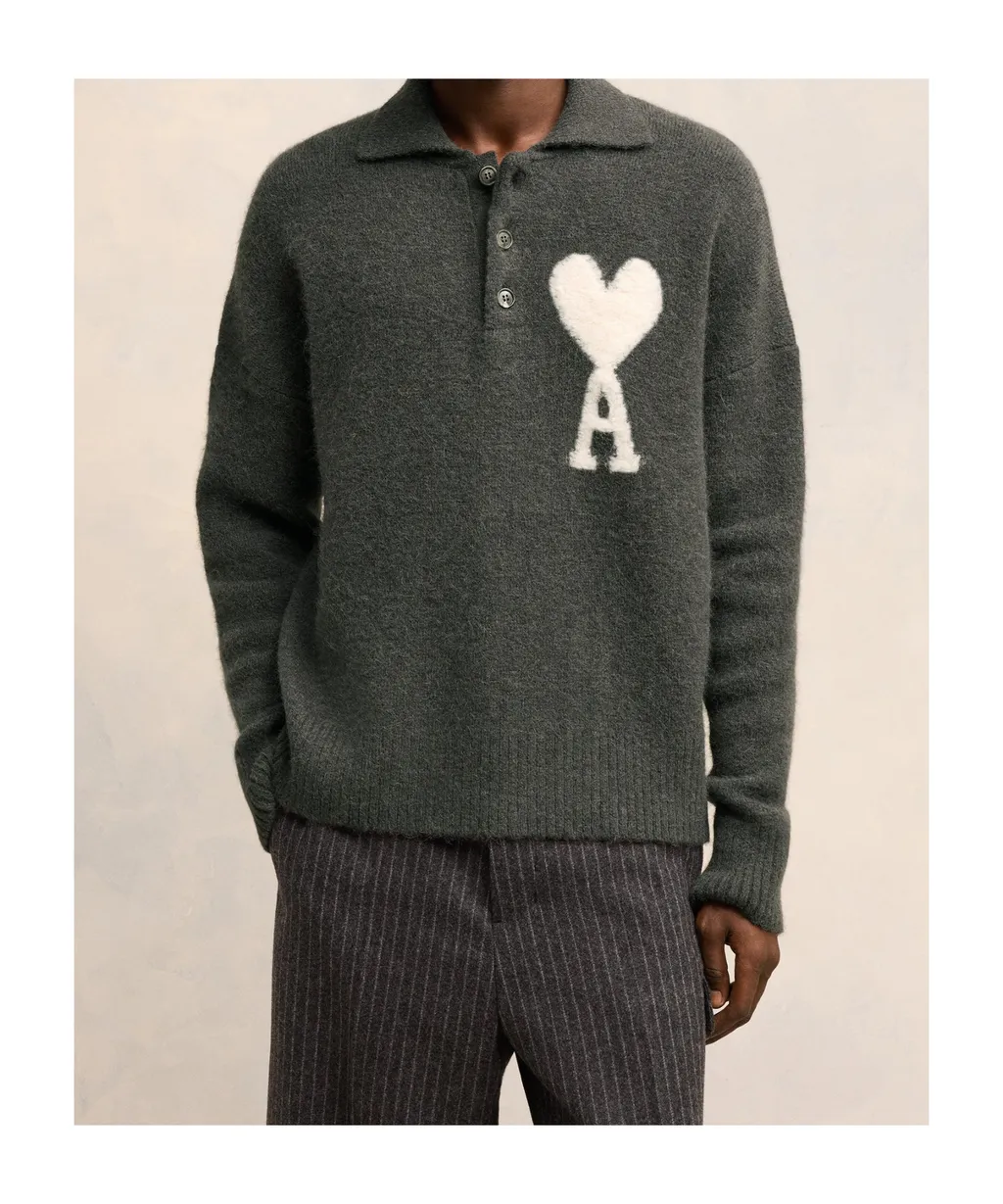 Long-Sleeved Knitted Polo Shirt