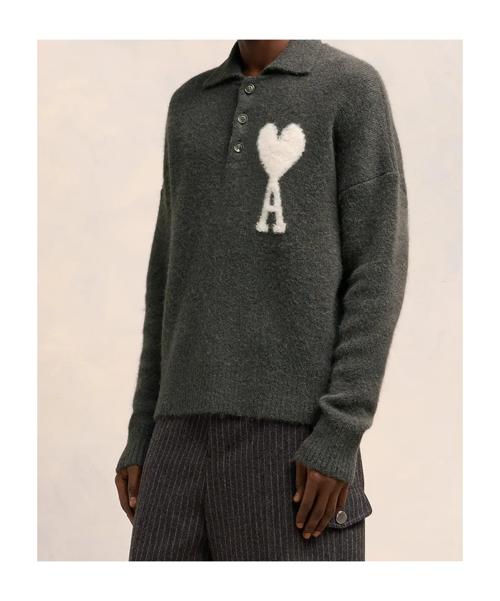 Long-Sleeved Knitted Polo Shirt