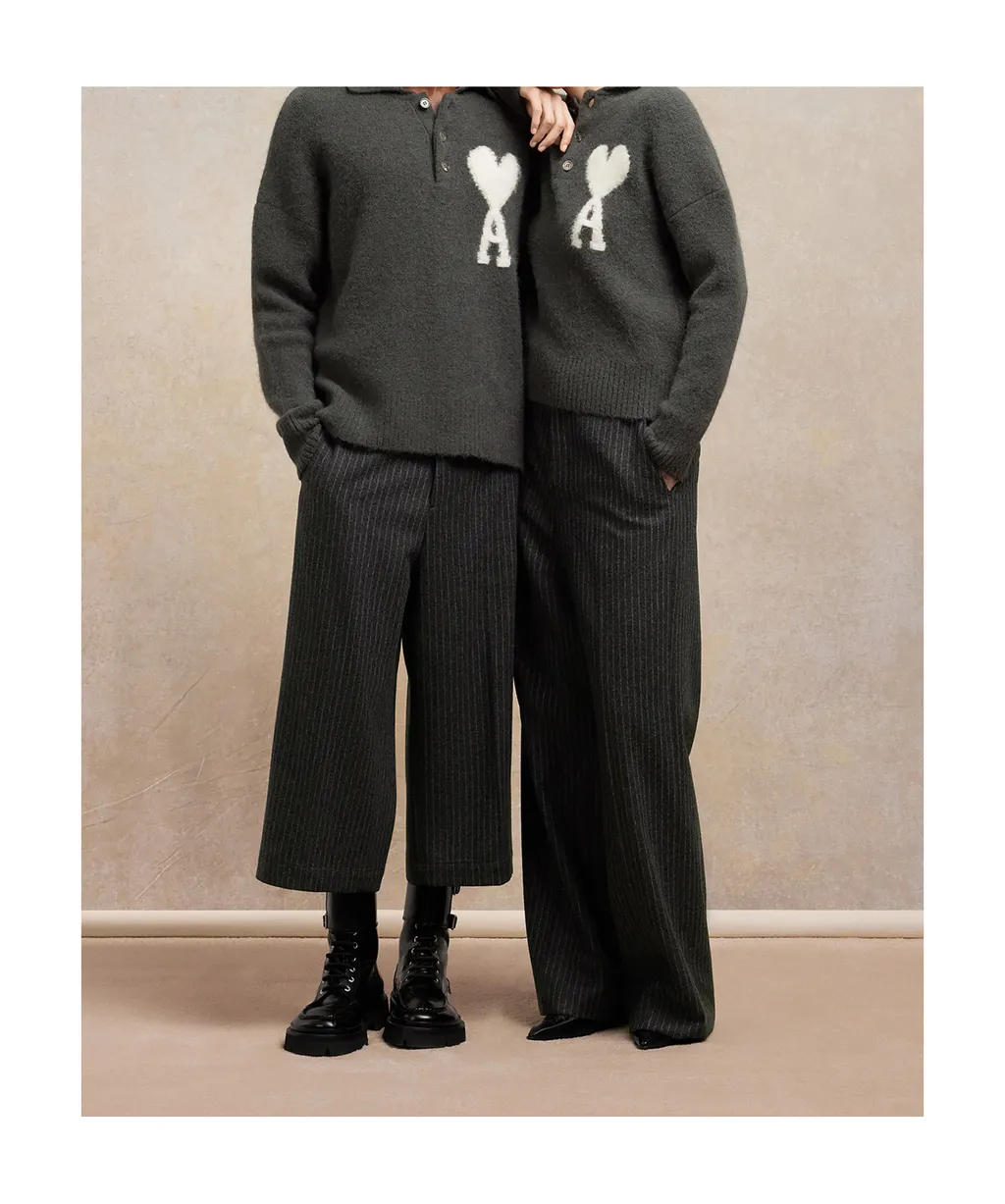 Long-Sleeved Knitted Polo Shirt