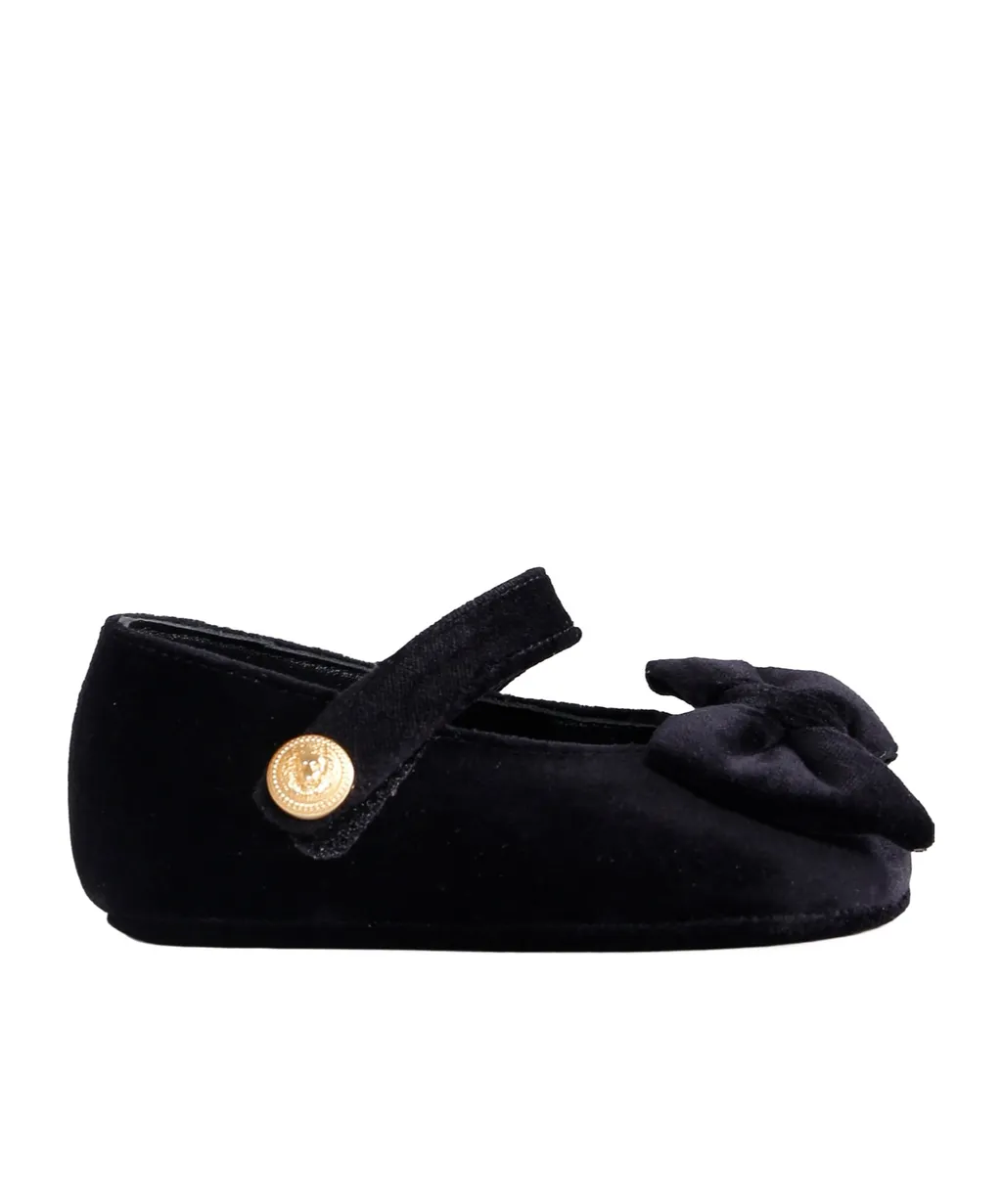 Velvet Bow-Detail Ballet Flats