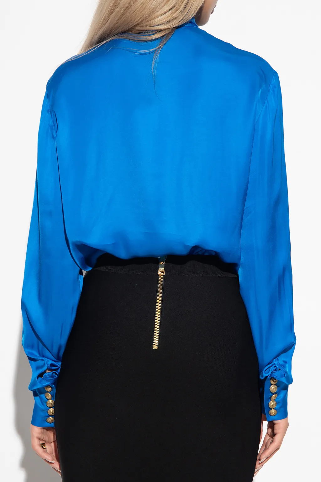 Pussy-Bow Satin Blouse