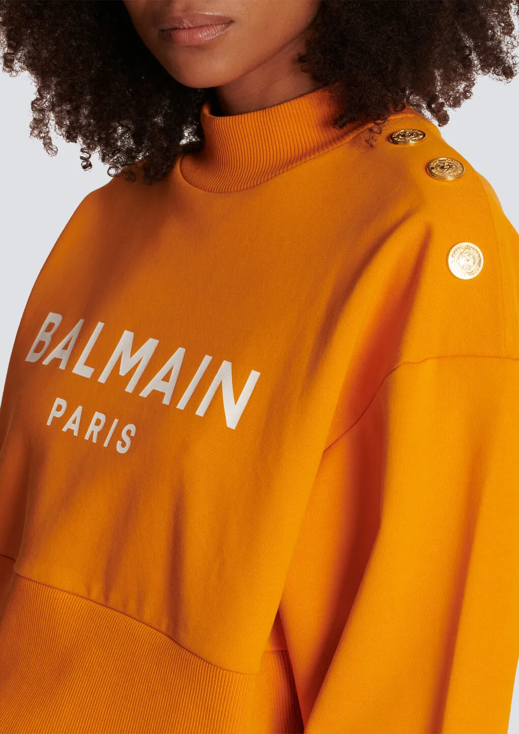 Eco-Responsible Cotton Cropped Sweatshirt With Balmain Logo Print