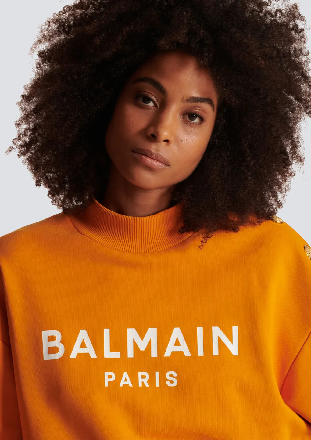 Eco-Responsible Cotton Cropped Sweatshirt With Balmain Logo Print