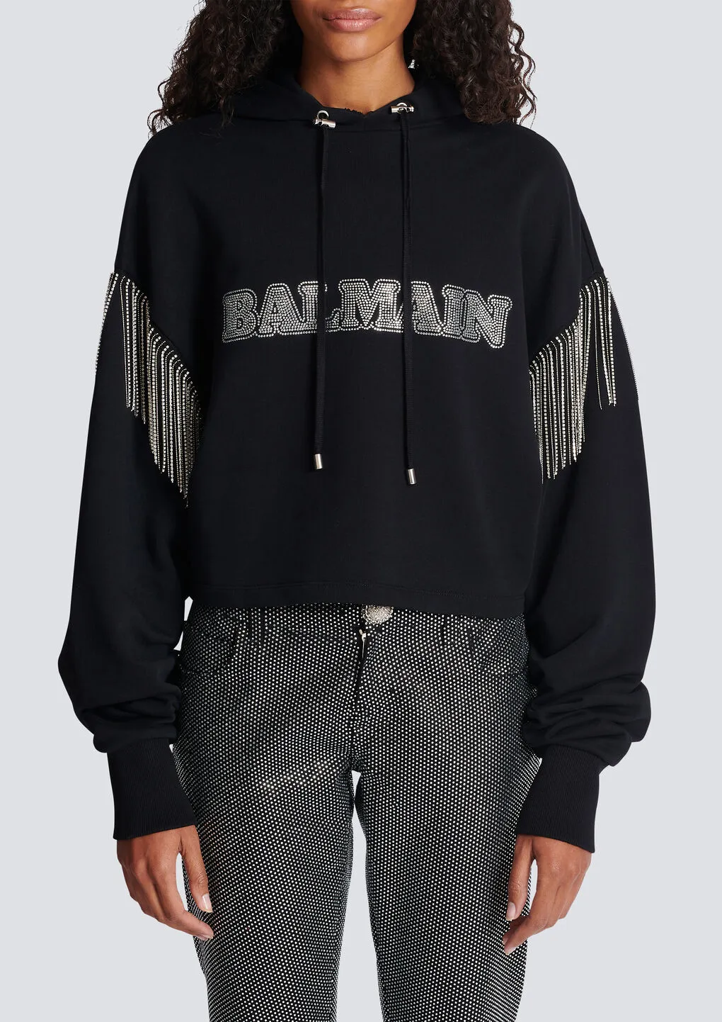Embellished Cropped Hoodie