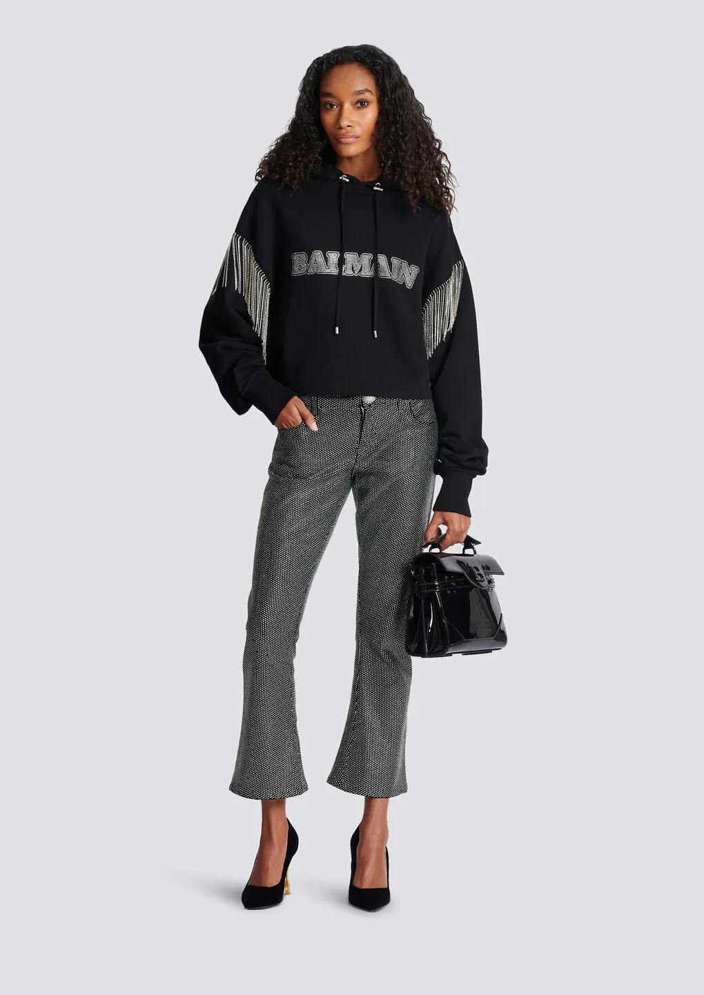 Embellished Cropped Hoodie
