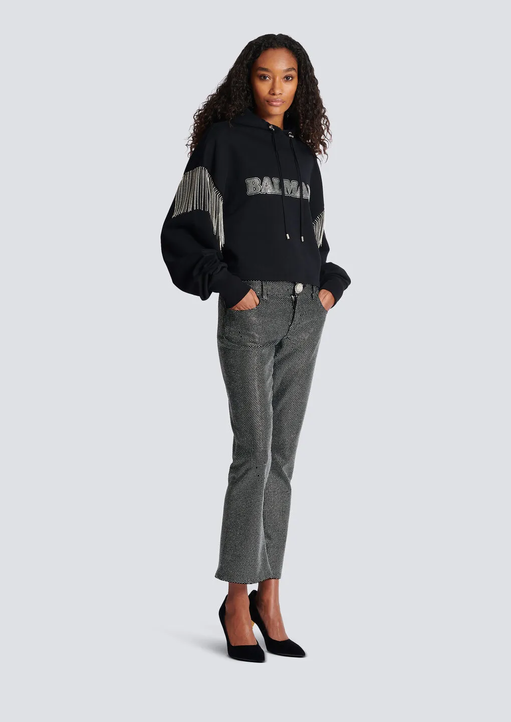 Embellished Cropped Hoodie