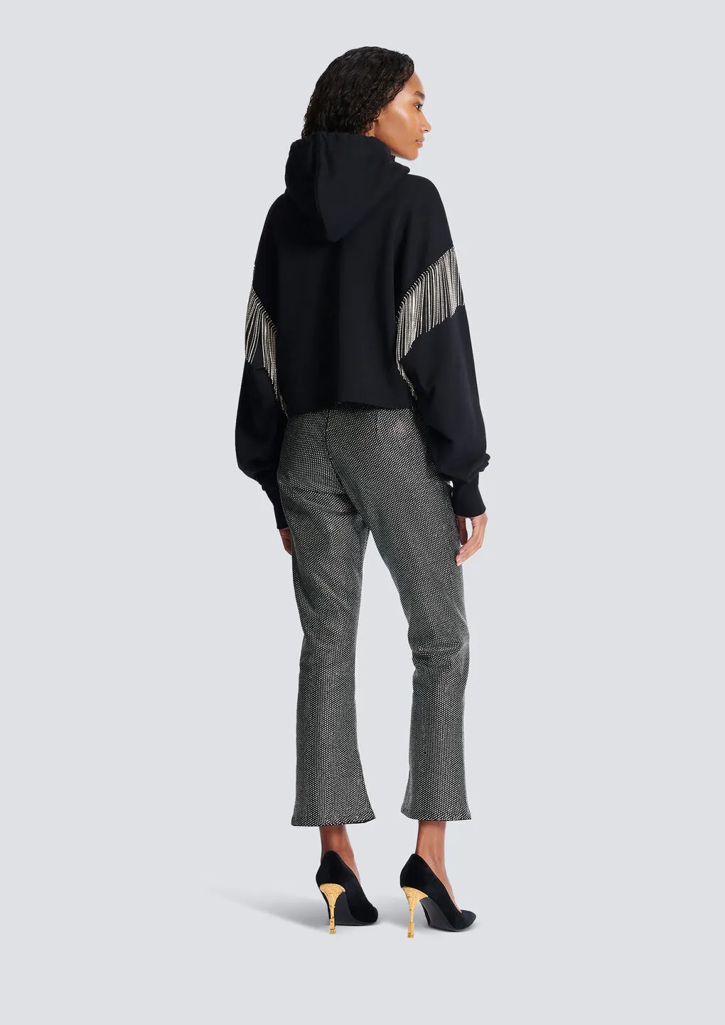 Embellished Cropped Hoodie