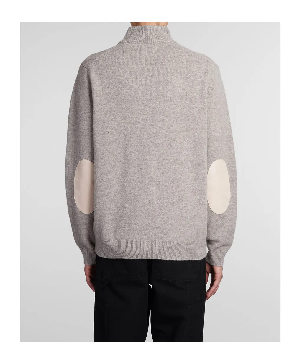 Buttoned High-Neck Knit Jumper