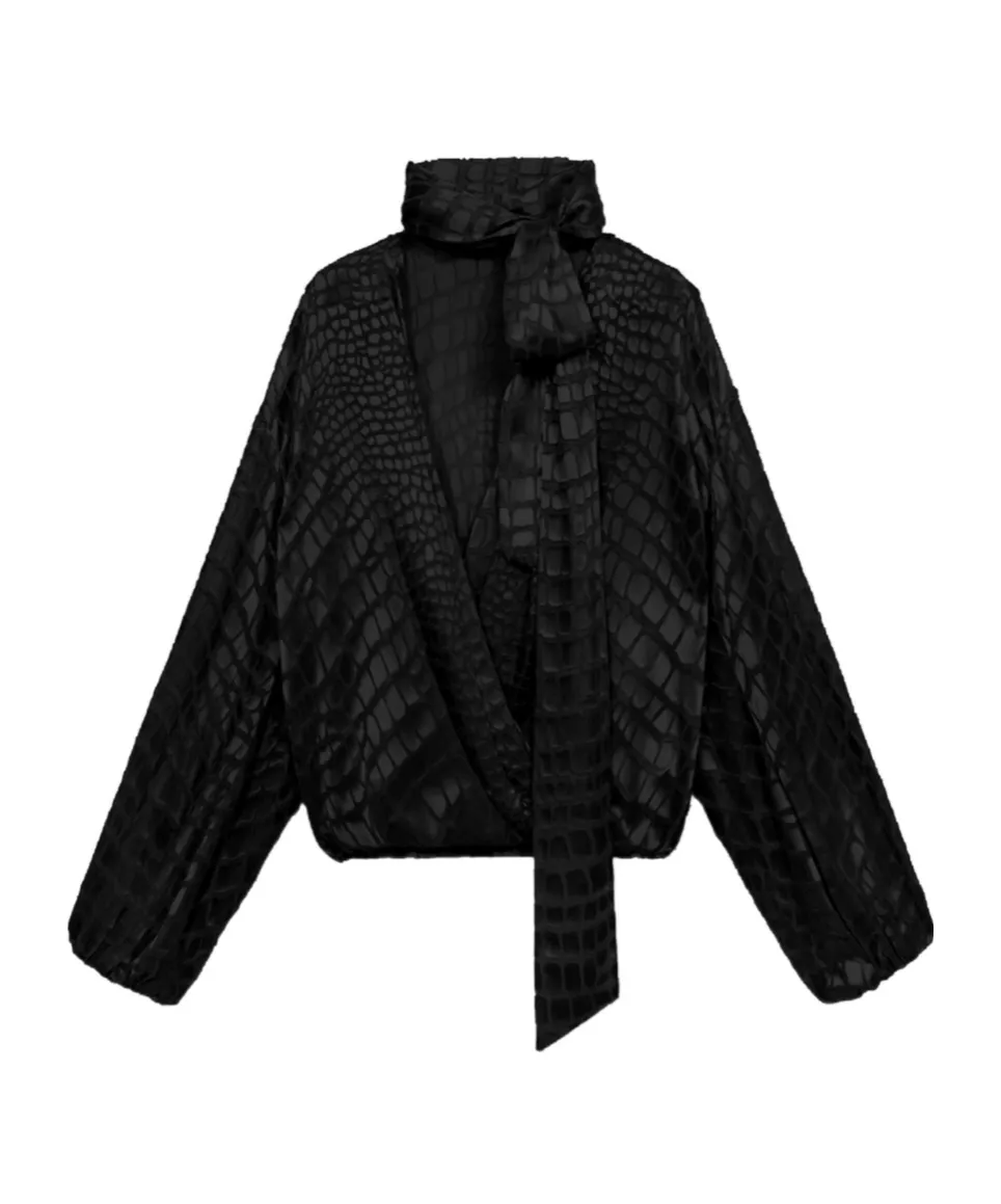 Printed Devore Criss-Cross Blouse