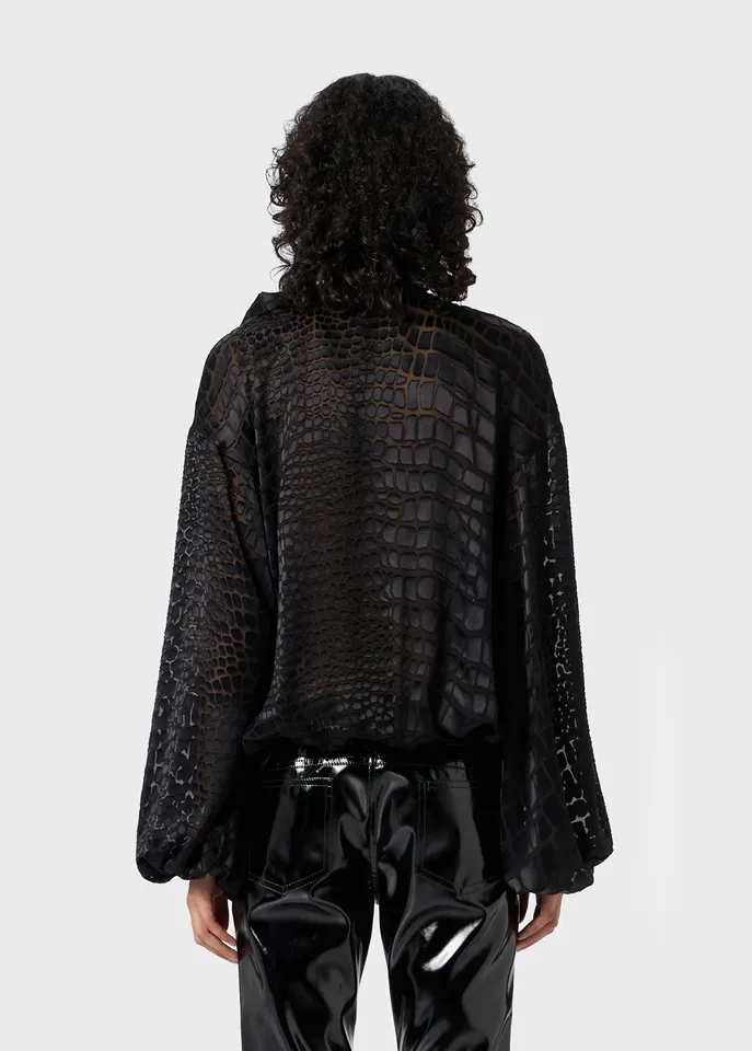 Printed Devore Criss-Cross Blouse